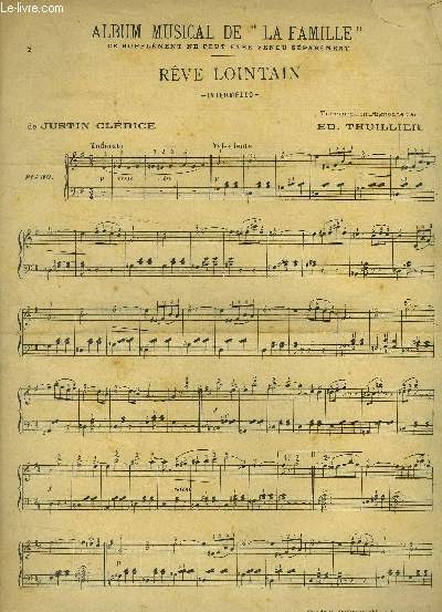 Rve lointain, intermezzo pour piano, supplment  l'album musical de la famille