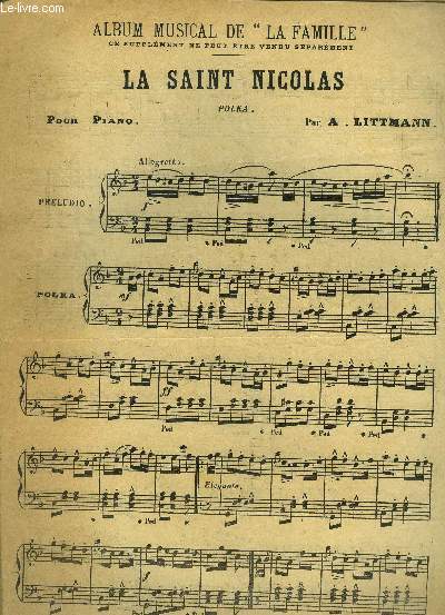 La saint Nicolas, polka pour piano, supplment musical de la famille