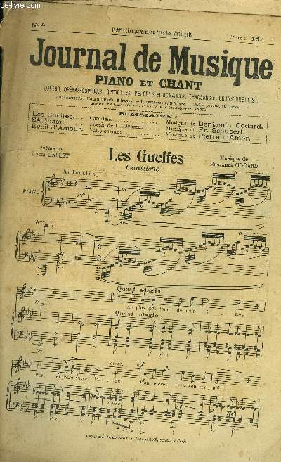 Journal de musique , piano et chant N 4 : Les guelfes / Srnade/ Eveil d'amour