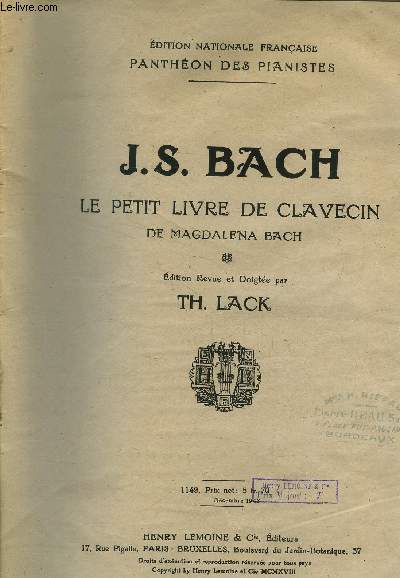 Le petit livre de clavecin de magdalena Bach