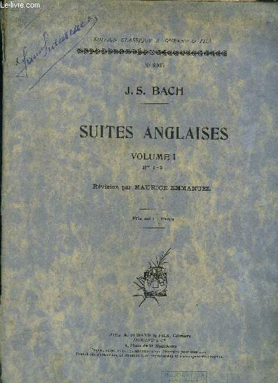 Suites anglaises, volume I- N 1-3