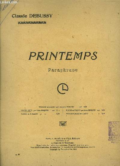 Printemps paraphrase pour piano solo