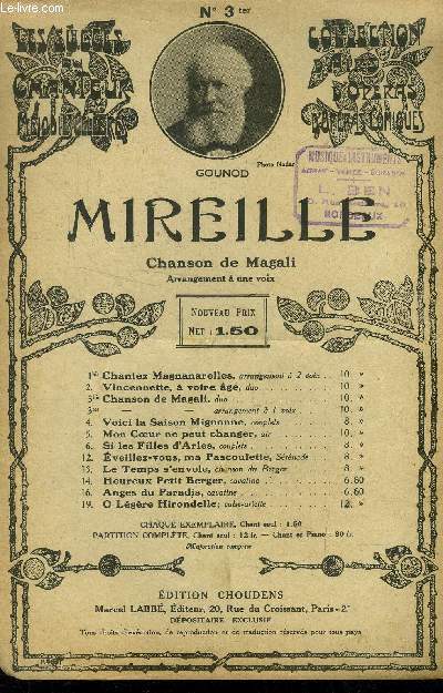 Mireille , chanson de Magali, pour chant