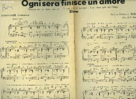 Ogni sera finisce un amore pour piano conducteur/ Raggio nella nebbia pour piano conducteur