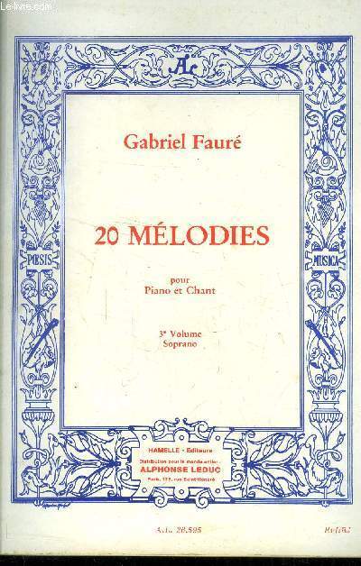 20 mlodies pour piano et chant, 3e volume soprano