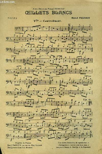 Oeillets blancs, polka pour violoncelle et contrebasse