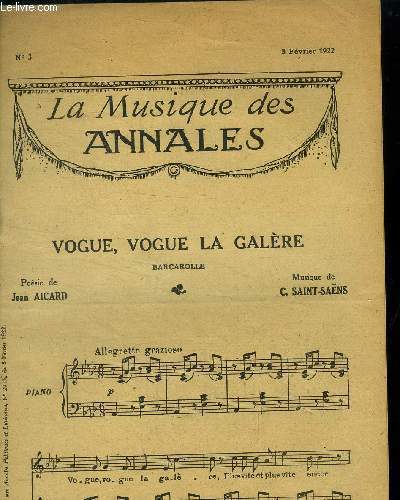 La musique des annales N 3, 5 fvrier 1922, supplment aux annales politiques et littraires N 2015