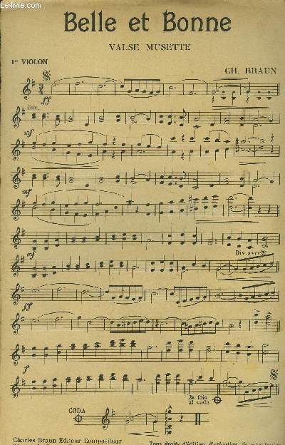 Belle et bonne, valse musette pour 1er violon