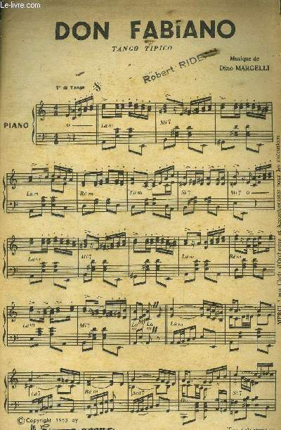 Don Fabiano / El vizir pour piano, accordon, violon, saxo alto mi b , contre basse,