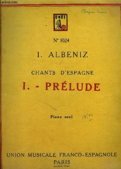 Chants d'espagne I -prlude pour pino solo