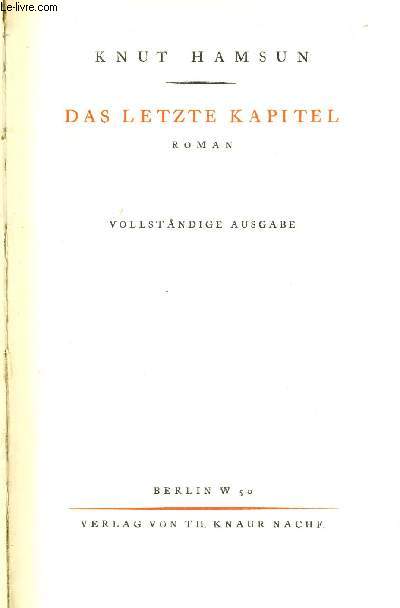 DAS LETZTE KAPITEL