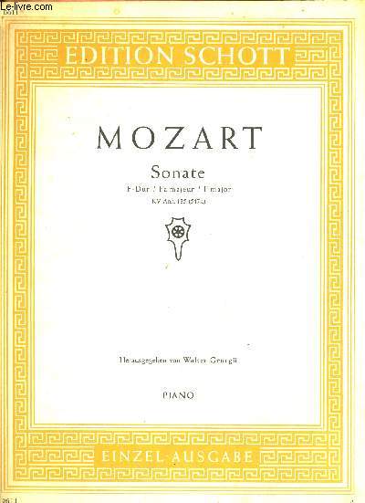 MOZART, SONATE F-DUR/FA MAJEUR/ F MAJOR