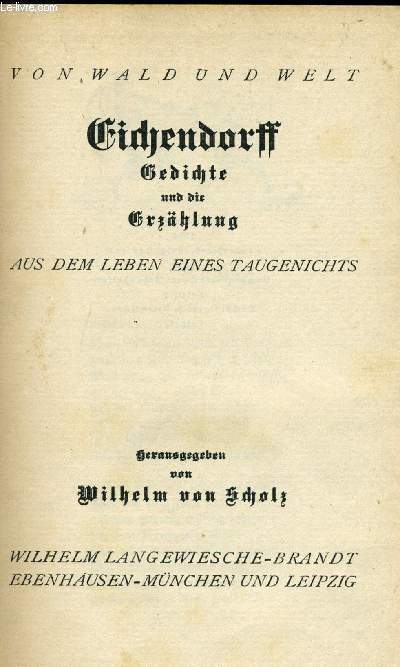 EICHENDORFF, GEDICHTE UND DIE ERZHLUNG