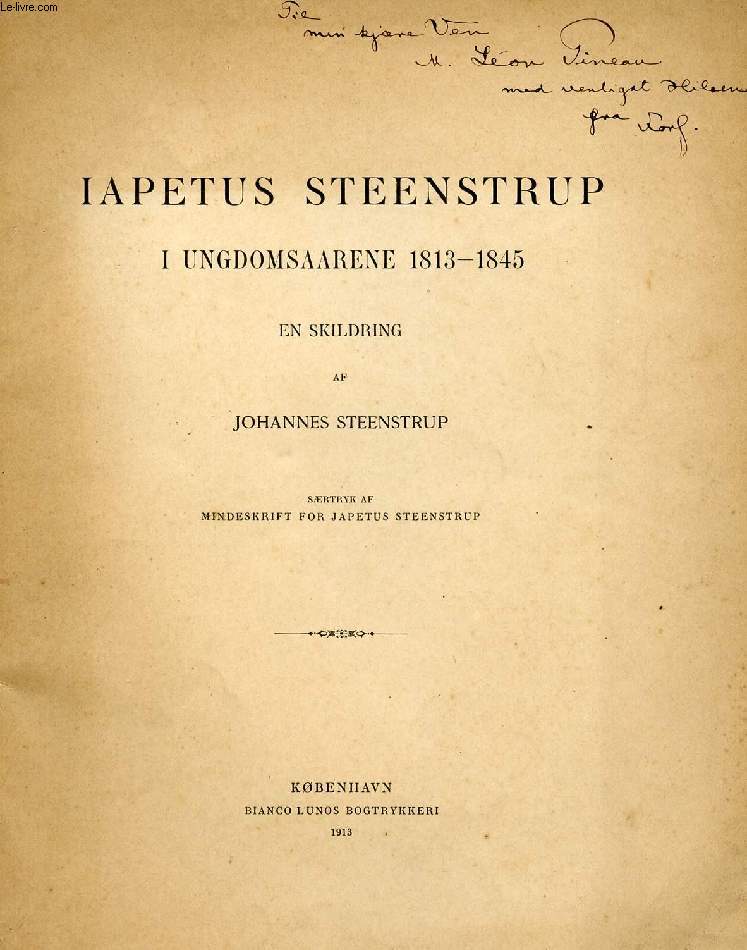 IAPETUS STEENSTRUP, I UNGDOMSAARENE 1813-1845