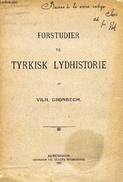 FORSTUDIER TIL TYRKISK LYDHISTORIE