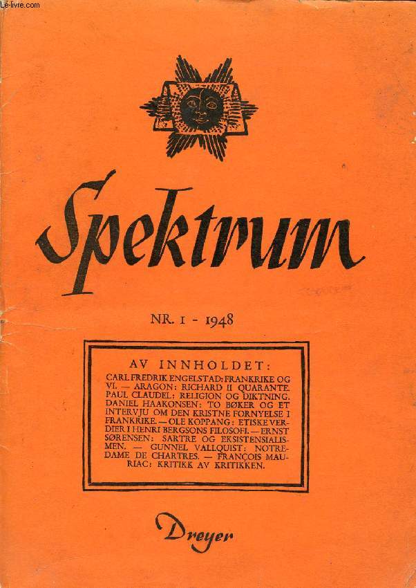 SPEKTRUM, Nr. I, 1948, LITTERATUR, KUNST, SAMFUNNSSPRSML