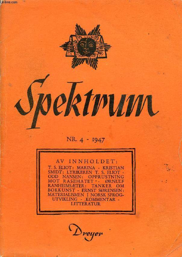 SPEKTRUM, Nr. 4, 1947, LITTERATUR, KUNST, SAMFUNNSSPRSML
