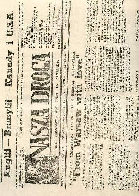 NASZA DROGA, ROK XXIV, Nr 7-8 (543-544), JUNE 1975 r., THE NEWSPAPER FOR POLES IN AUSTRALIA