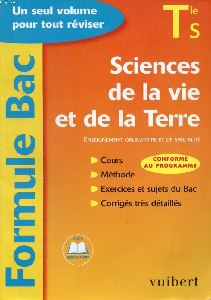 FORMULE BAC, TERMINALE S, SIENCES DE LA VIE ET DE LA TERRE