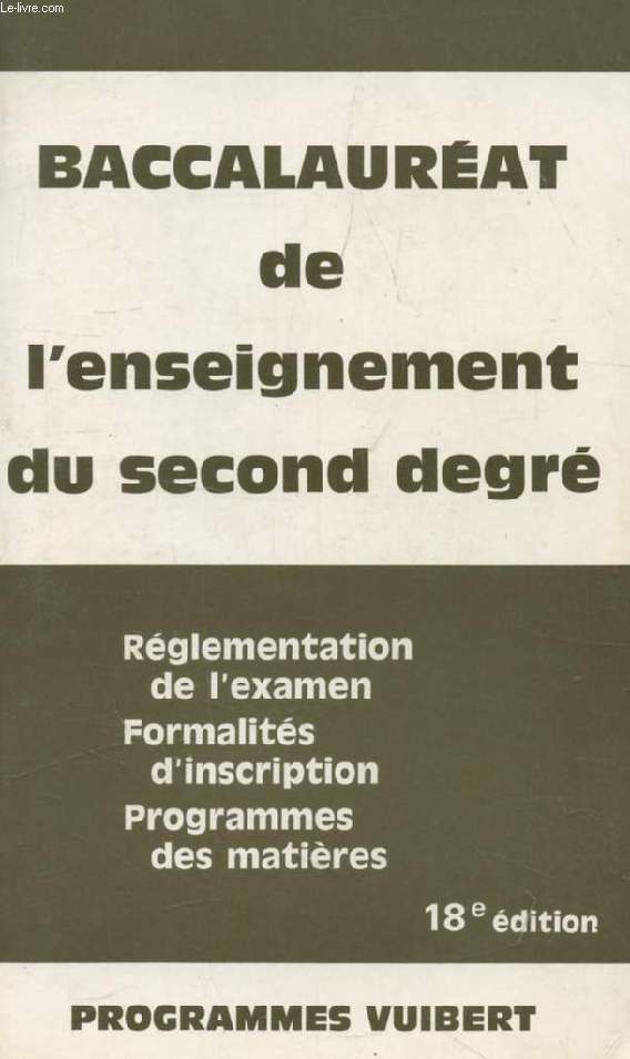 BACCALAUREAT DE L'ENSEIGNEMENT DU SECOND DEGRE