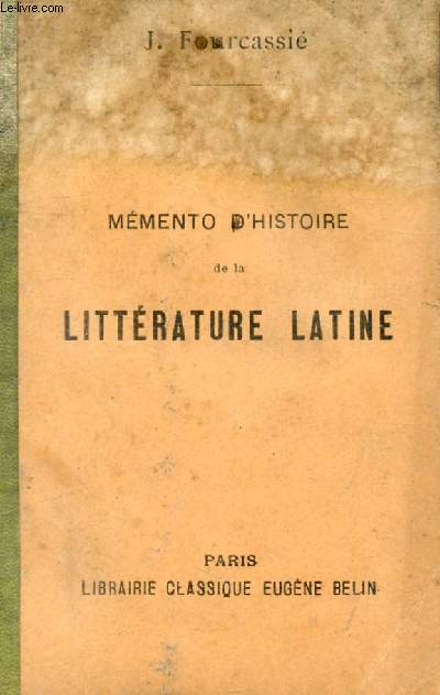 MEMENTO D'HISTOIRE DE LA LITTERATURE LATINE