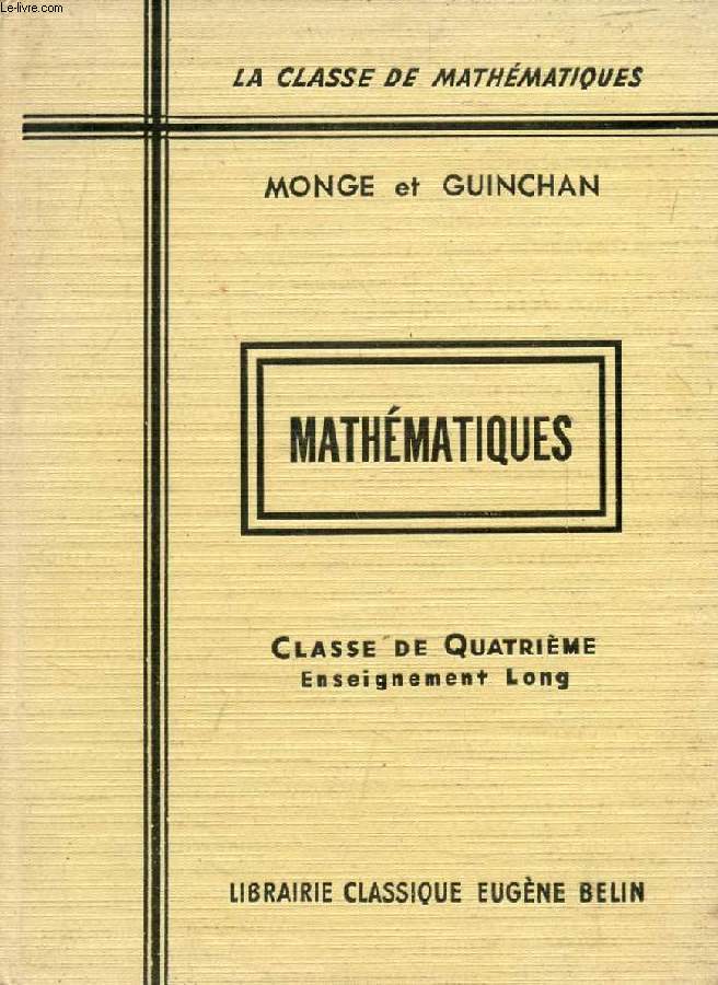 MATHEMATIQUES, CLASSE DE 4e, ENSEIGNEMENT LONG