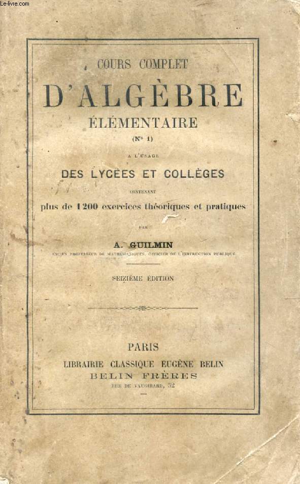 COURS COMPLET D'ALGEBRE ELEMENTAIRE