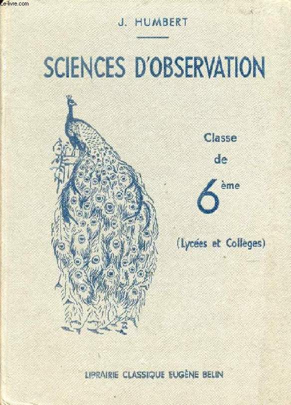 SCIENCES D'OBSERVATION, CLASSE DE 6e