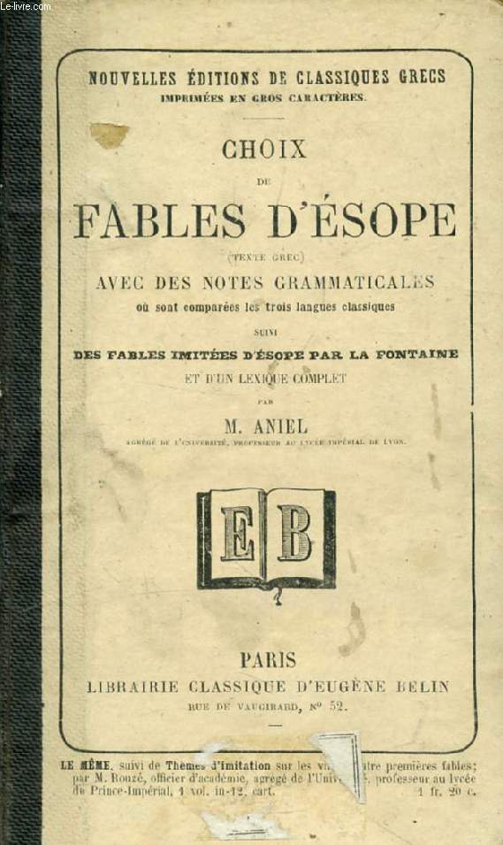 CHOIX DE FABLES D'ESOPE (TEXTE GREC)