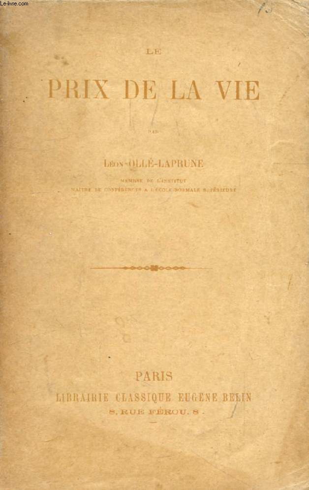 LE PRIX DE LA VIE