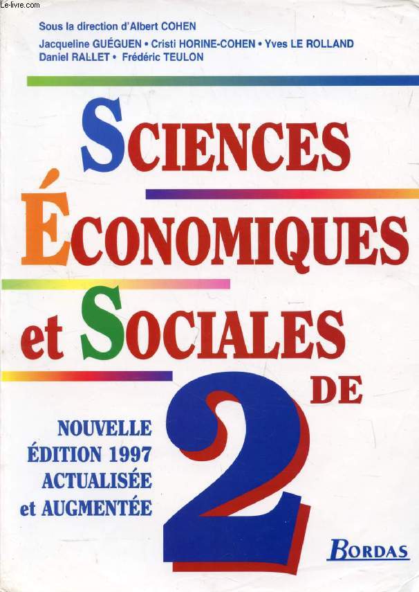 SCIENCES ECONOMIQUES ET SOCIALES, 2de