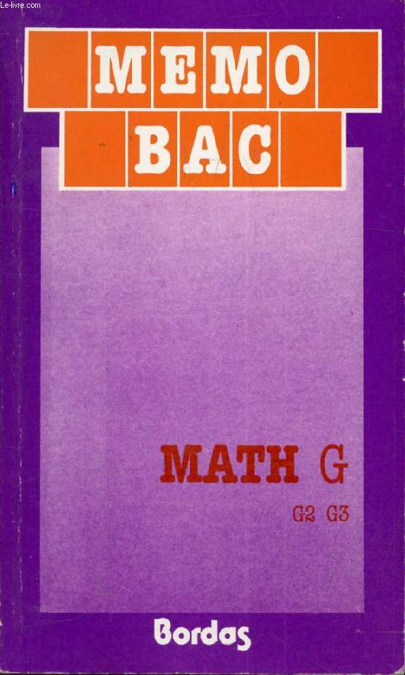 MEMO BAC, MATH G, G2, G3