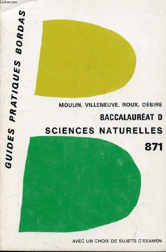 SCIENCES NATURELLES, CLASSE TERMINALE D