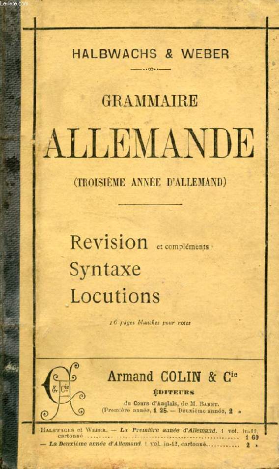 GRAMMAIRE ALLEMANDE (TROISIEME ANNEE D'ALLEMAND)