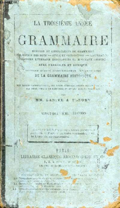 LA TROISIEME ANNEE DE GRAMMAIRE
