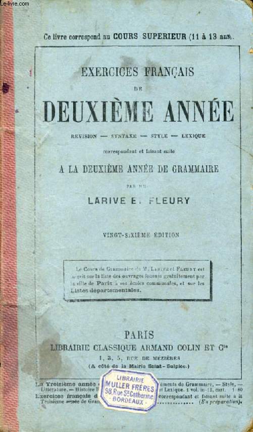EXERCICES FRANCAIS DE DEUXIEME ANNEE