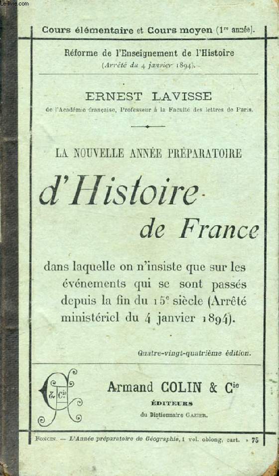 LA NOUVELLE ANNEE PREPARATOIRE D'HISTOIRE DE FRANCE