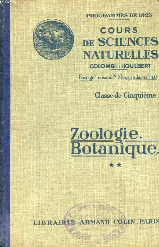 ZOOLOGIE, BOTANIQUE, CLASSE DE 5e