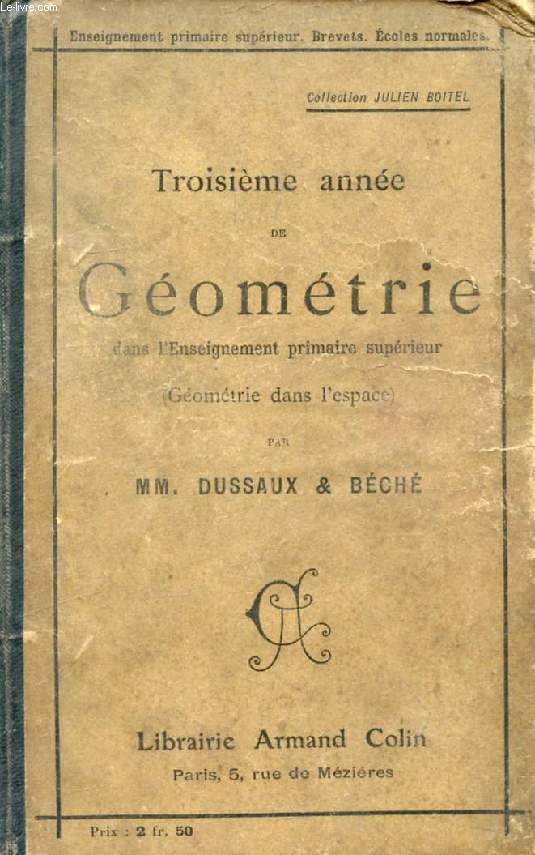 TROISIEME ANNEE DE GEOMETRIE DANS L'ENSEIGNEMENT PRIMAIRE SUPERIEUR, GEOMETRIE DANS L'ESPACE