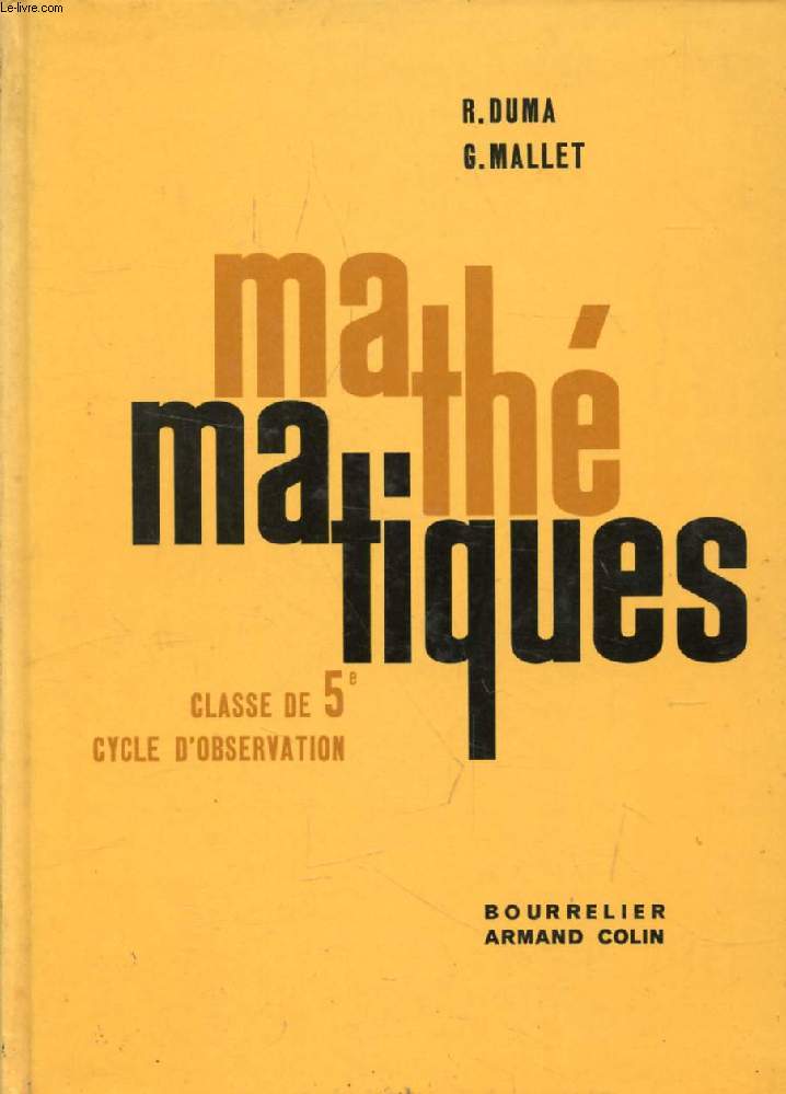 MATHEMATIQUES, CLASSE DE 5e, CYCLE D'OBSERVATION