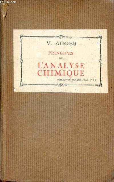 PRINCIPES DE L'ANALYSE CHIMIQUE