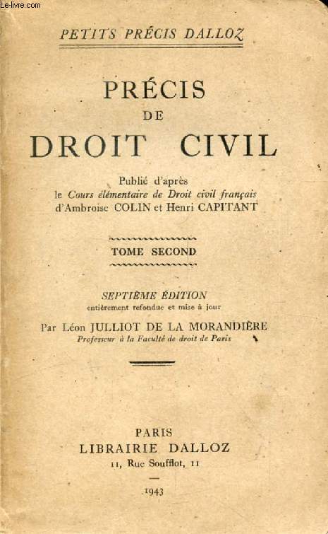 PRECIS DE DROIT CIVIL, TOME II