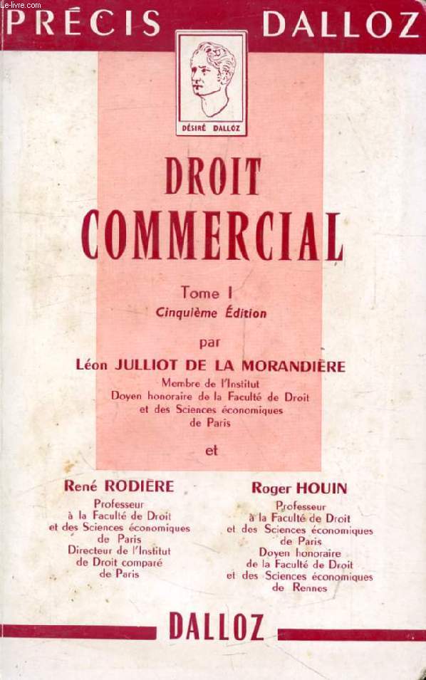 DROIT COMMERCIAL, TOME I