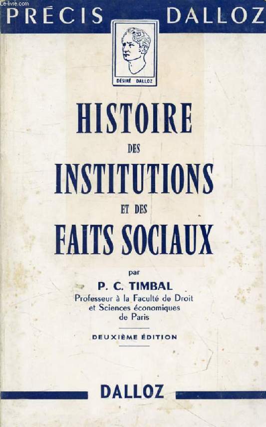 HISTOIRE DES INSTITUTIONS PUBLIQUES ET DES FAITS SOCIAUX