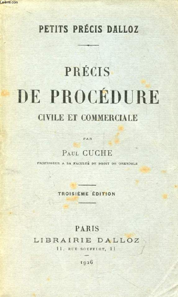 PRECIS DE PROCEDURE CIVILE ET COMMERCIALE