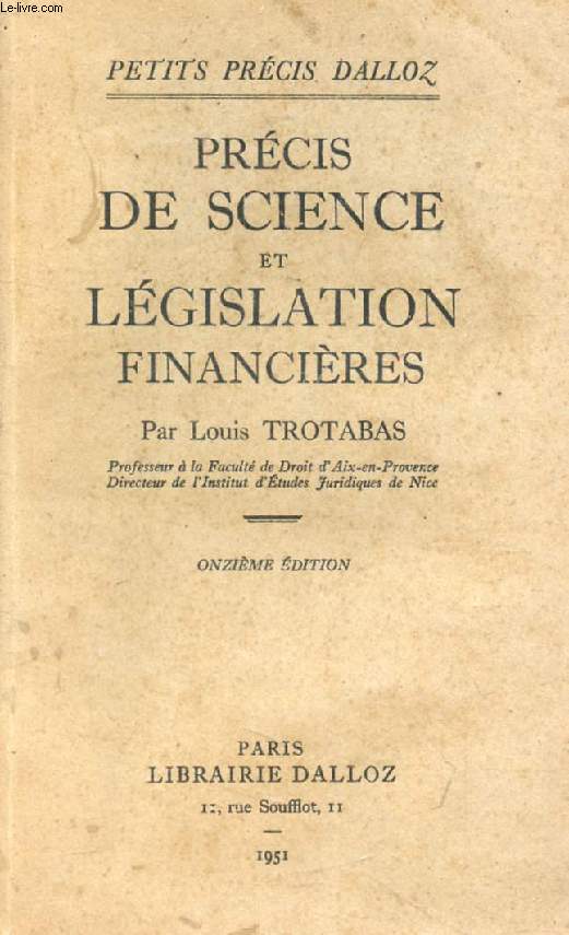 PRECIS DE SCIENCE ET LEGISLATION FINANCIERES