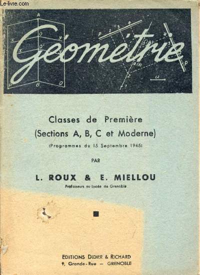 GEOMETRIE, CLASSES DE 1re (A, B, C ET MODERNE)