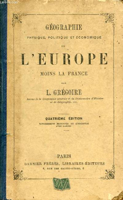 GEOGRAPHIE DE L'EUROPE, MOINS LA FRANCE, CLASSE DE 3e