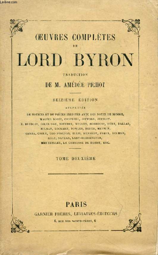 OEUVRES COMPLETES DE LORD BYRON, TOME II