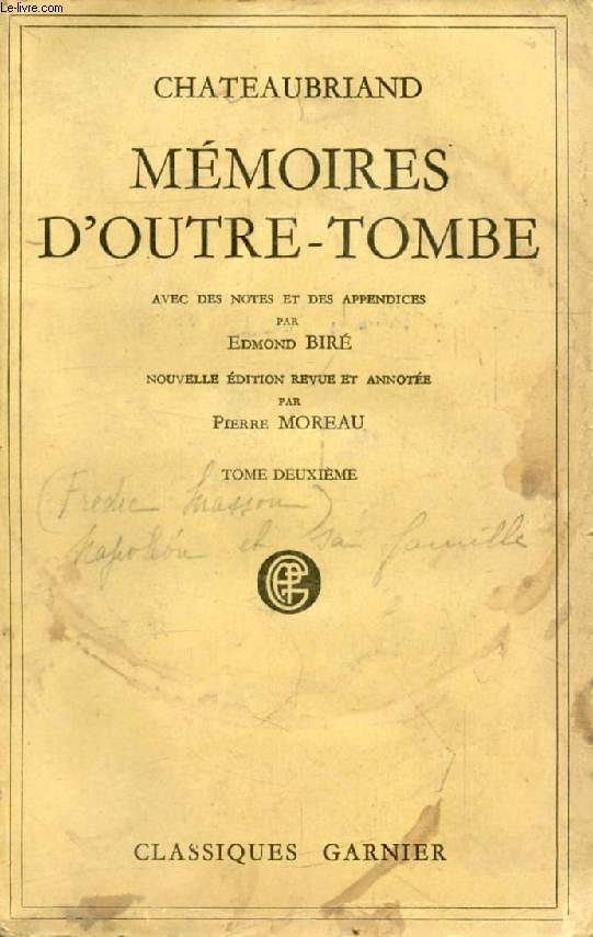 MEMOIRES D'OUTRE-TOMBE, TOME II